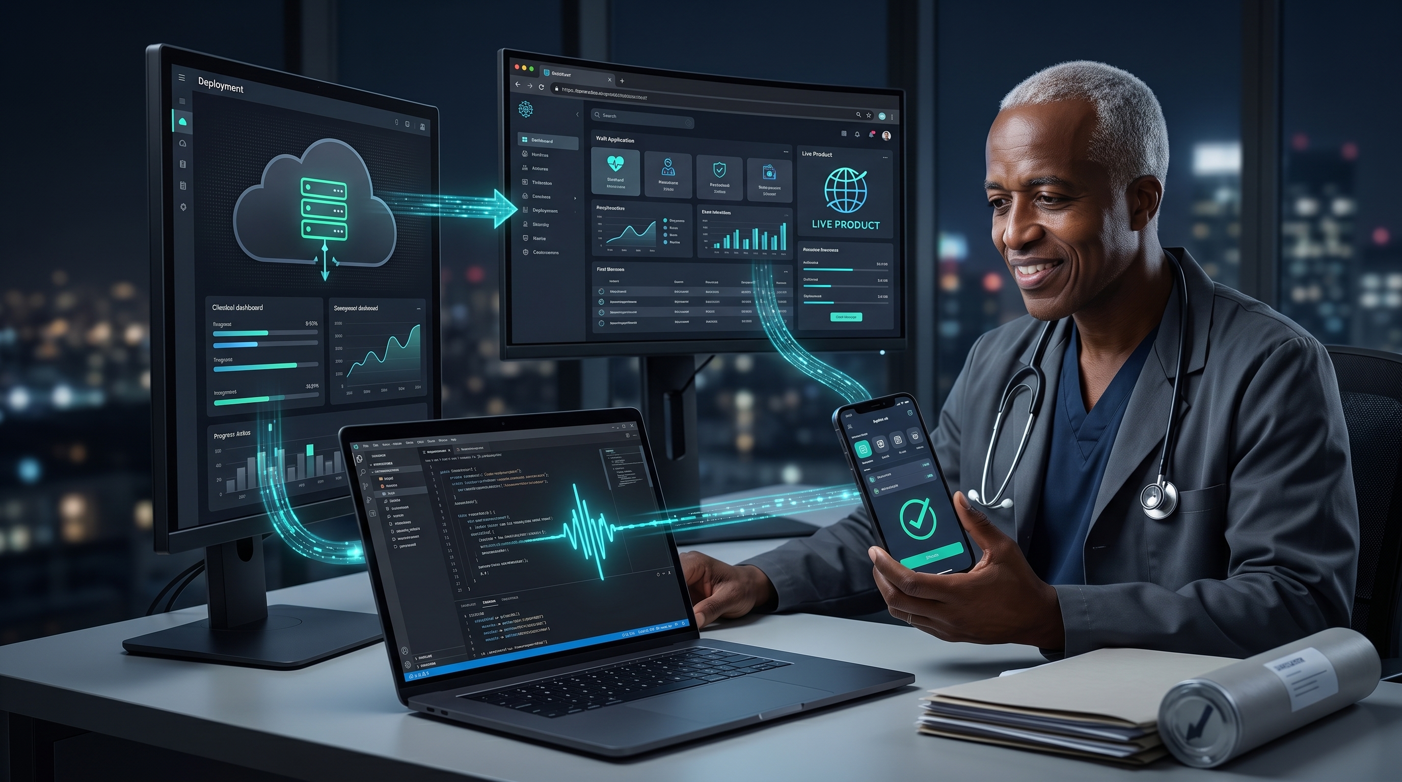 A clinical software project moving from a local laptop to live screens across browser and phone